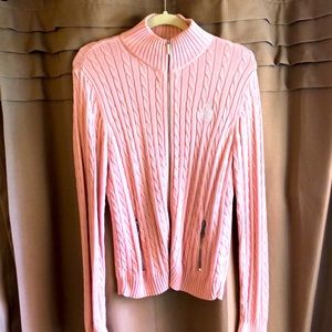 Lauren pink full zip cardigan size large